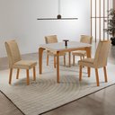 Ver imagem 1 de Conjunto Mesa de Jantar 120cm com 4 Cadeiras Estofadas Multimóveis Crrft-CON045 Madeirado/Off White