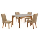 Ver imagem 2 de Conjunto Mesa de Jantar 120cm com 4 Cadeiras Estofadas Multimóveis Crrft-CON045 Madeirado/Off White