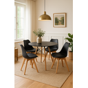 Ver imagem 1 de Conjunto Mesa de Jantar Sala Cozinha Eiffel 90cm com 4 Cadeiras Leda Sala Cozinha Cor Preto