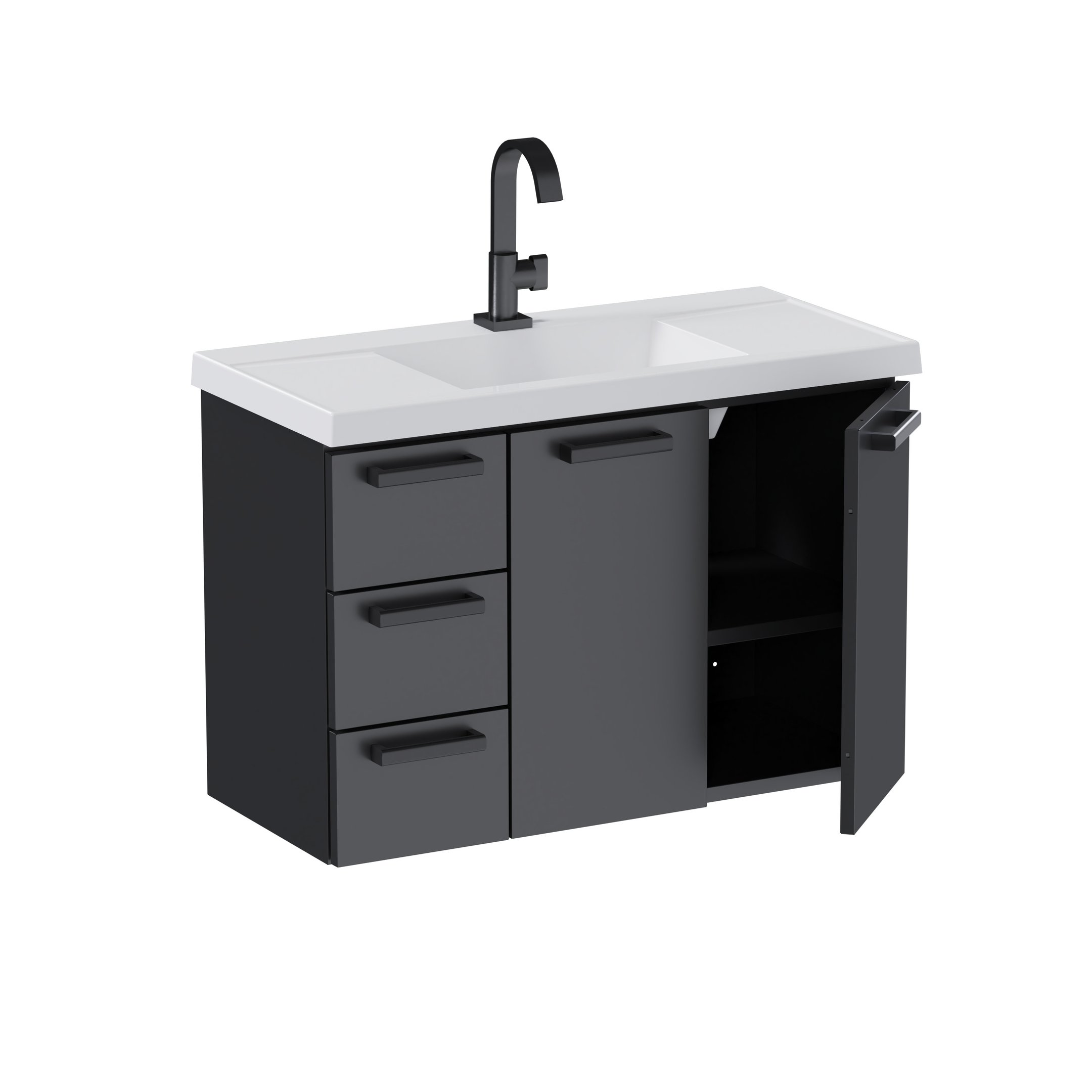 Gabinete para Banheiro em Aço 3 Gavetas 81cm Damasco  - 3