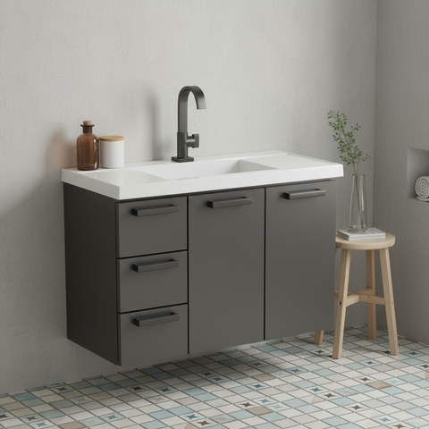 Gabinete para Banheiro em Aço 3 Gavetas 81cm Damasco 