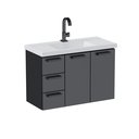 Ver imagem 2 de Gabinete para Banheiro em Aço 3 Gavetas 81cm Damasco Preto