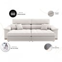 Ver imagem 3 de Sofá com Chaise Charlotte 3 Lugares Retrátil e Reclinável 180cm Creme Linho
