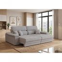 Ver imagem 1 de Sofá com Chaise Charlotte 3 Lugares Retrátil e Reclinável 180cm Creme Linho