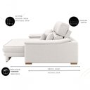 Ver imagem 4 de Sofá com Chaise Charlotte 3 Lugares Retrátil e Reclinável 180cm Creme Linho
