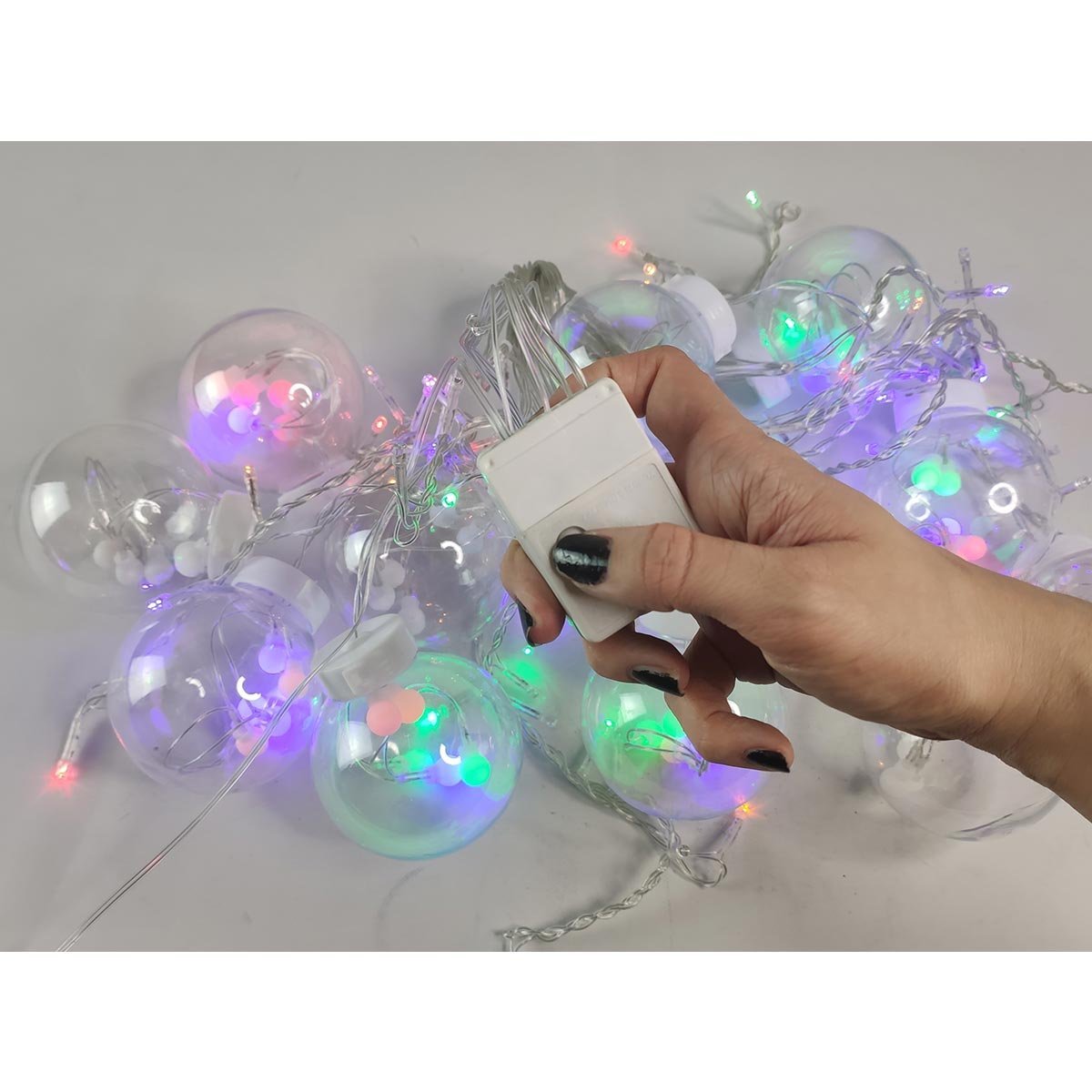 Pisca Pisca Natal 12 Bolas Super Led 3 Metros Controle 8 Modos Iluminaçao Natalino Arvore de Natal D - 6