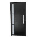 Ver imagem 1 de Porta Lambril Duplo 1 Visor Alumínio Preto com Puxador 60cm - Linha Premium - 210cm - 80cm - Direito