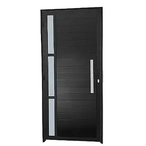 Porta Lambril Duplo 1 Visor Alumínio Preto com Puxador 60cm - Linha Premium - 210cm - 80cm - Direito