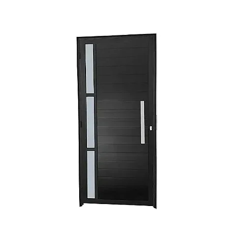 Porta Lambril Duplo 1 Visor Alumínio Preto com Puxador 60cm - Linha Premium - 210cm - 80cm - Direito