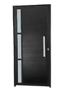 Ver imagem 1 de Porta Lambril Duplo 1 Visor Alumínio Preto com Puxador 60cm - Linha Premium - 210cm - 80cm - Direito