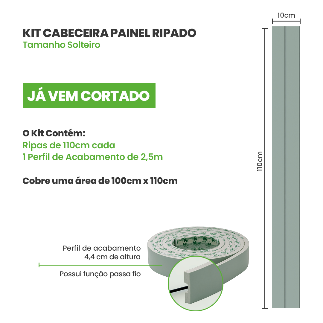 Painel Ripado Cabeceira Quarto Cama Solteiro - Play+ Verde - 2