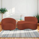 Ver imagem 1 de Kit Divã Recamier Orgânico Marrocos 150cm Lado Esquerdo e 1 Poltronas Amore Bouclé