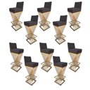 Ver imagem 1 de Kit 10 Banquetas Luma Base de Ferro Sued Grafite - D'classe Decor