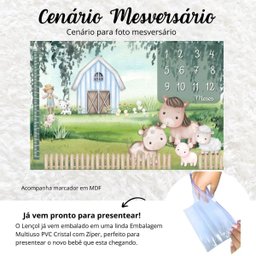 Lençol Painel Cenário de Foto Mêsversário Fazendinha Menino Minha Estrelinha Lençol Mesversario, Cen - 4