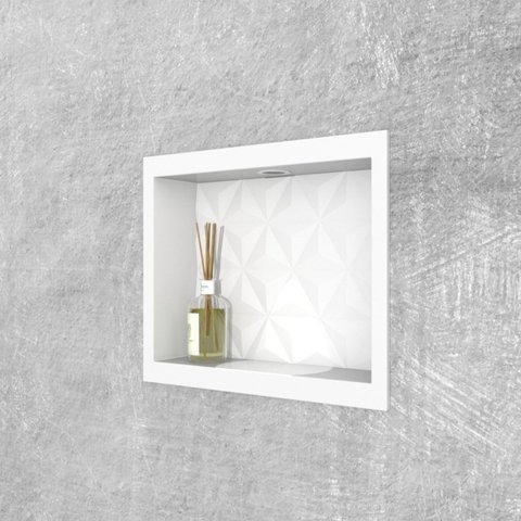 Nicho para Banheiro em Mármore Sintético Texturizado 40x30cm Branco