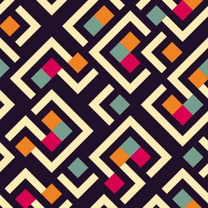 Papel de Parede Geométrico Vintage Colorido - 2,50x0,50m