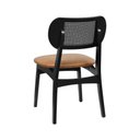 Ver imagem 3 de Cadeira Organik Encosto Anatômico com Telinha Rattan - Preto - Assento Estofado Corano Marrom Mescla
