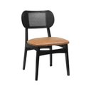 Ver imagem 1 de Cadeira Organik Encosto Anatômico com Telinha Rattan - Preto - Assento Estofado Corano Marrom Mescla