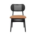 Ver imagem 4 de Cadeira Organik Encosto Anatômico com Telinha Rattan - Preto - Assento Estofado Corano Marrom Mescla