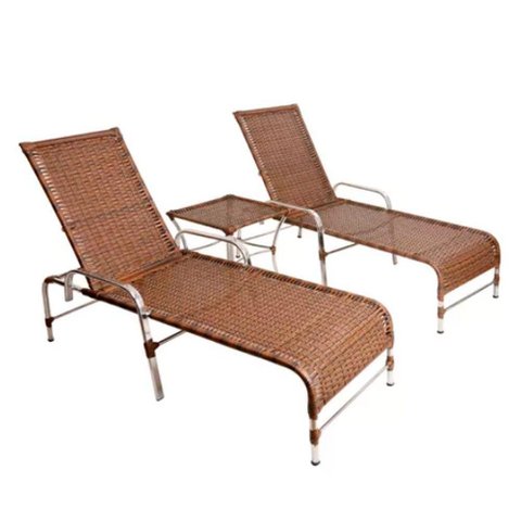 Kit 2 Cadeiras Espreguiçadeiras Catar e Mesa Garden Trama Argila