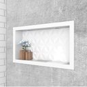 Ver imagem 1 de Nicho para Banheiro em Mármore Sintético Texturizado 60x30 Branco
