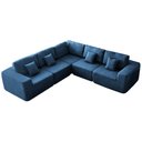 Ver imagem 1 de Kit Sofá Modular 5 Lugares Moderno Curvo Orgânico Adapt Linho Azul Royal
