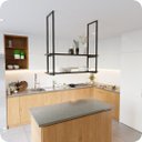 Ver imagem 2 de Nicho Preto Prateleira Suspensa Teto Cozinha Preta 60cm