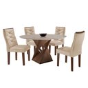 Ver imagem 7 de Conjunto Mesa Redonda com 4 Cadeiras Tampo MDF Barcelona Yescasa Chocolate/Off White/Suede Pena