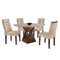 Conjunto Mesa Redonda com 4 Cadeiras Tampo MDF Barcelona Yescasa - 7 Conjunto Mesa Redonda com 4 Cadeiras Tampo MDF Barcelona Yescasa - 7