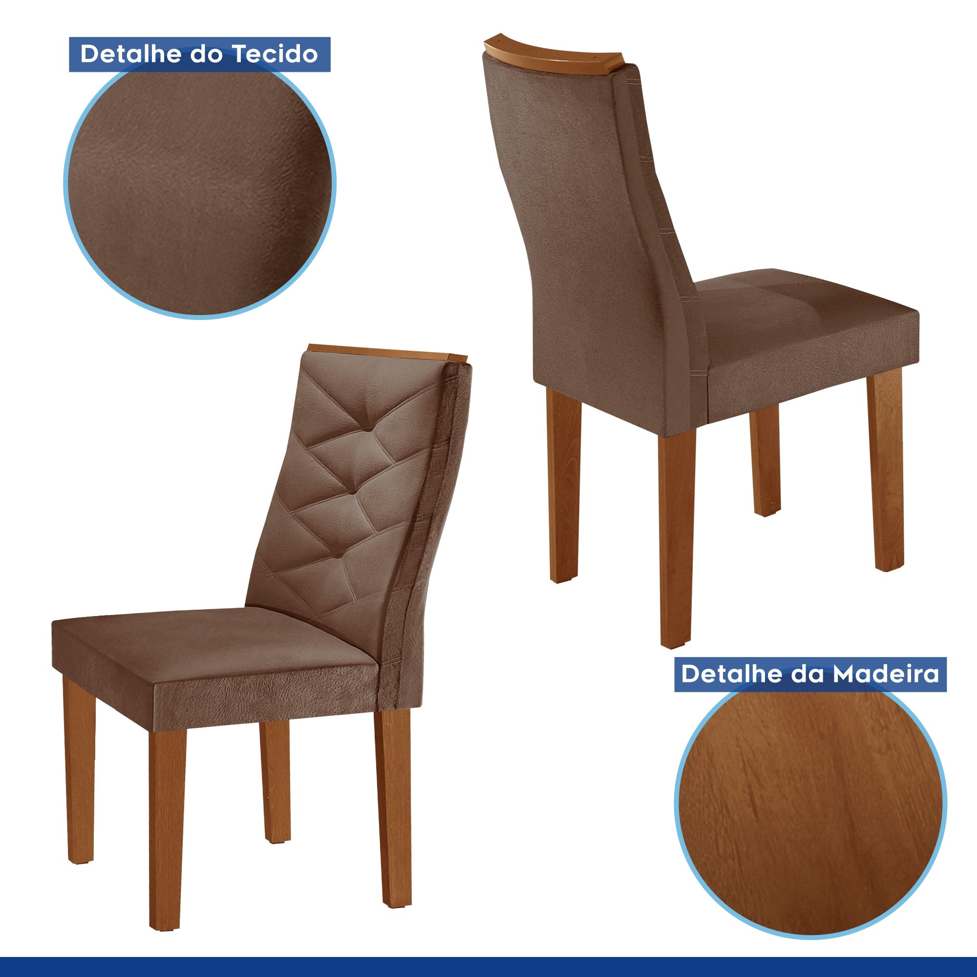 Conjunto Mesa Redonda com 4 Cadeiras Tampo MDF Barcelona Yescasa - 5