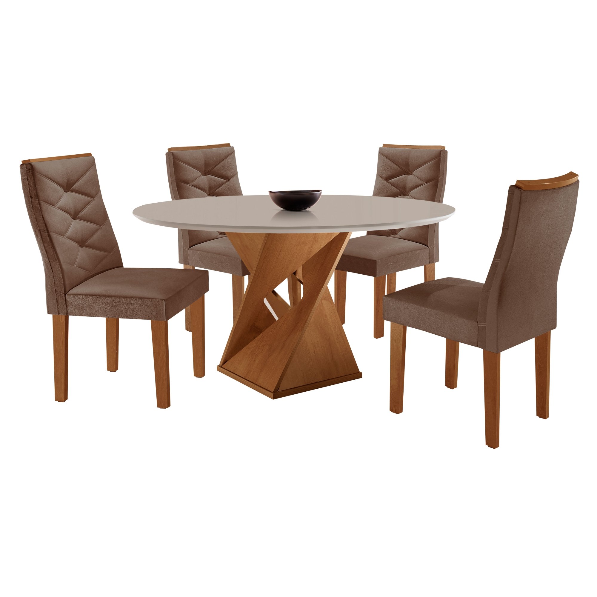 Conjunto Mesa Redonda com 4 Cadeiras Tampo MDF Barcelona Yescasa - 10