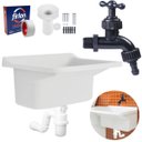 Ver imagem 1 de Tanque de Plástico 34l para Lavanderia Branco + Sifão Copo Universal Sanfonado + Fita Veda Rosca + T