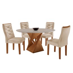 Conjunto Mesa Redonda com 4 Cadeiras Tampo MDF Barcelona Yescasa - 2 Conjunto Mesa Redonda com 4 Cadeiras Tampo MDF Barcelona Yescasa - 2