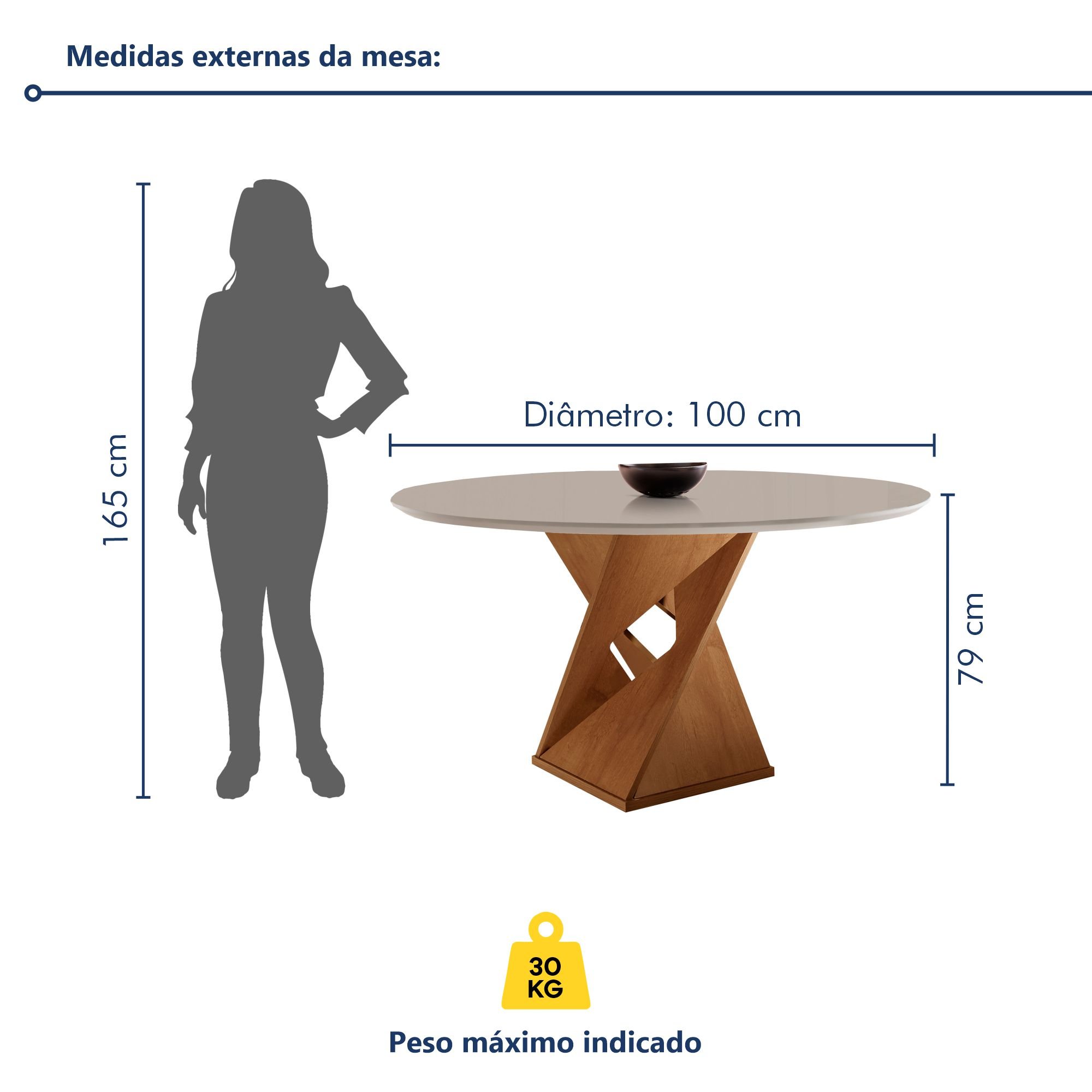 Conjunto Mesa Redonda com 4 Cadeiras Tampo MDF Barcelona Yescasa - 9