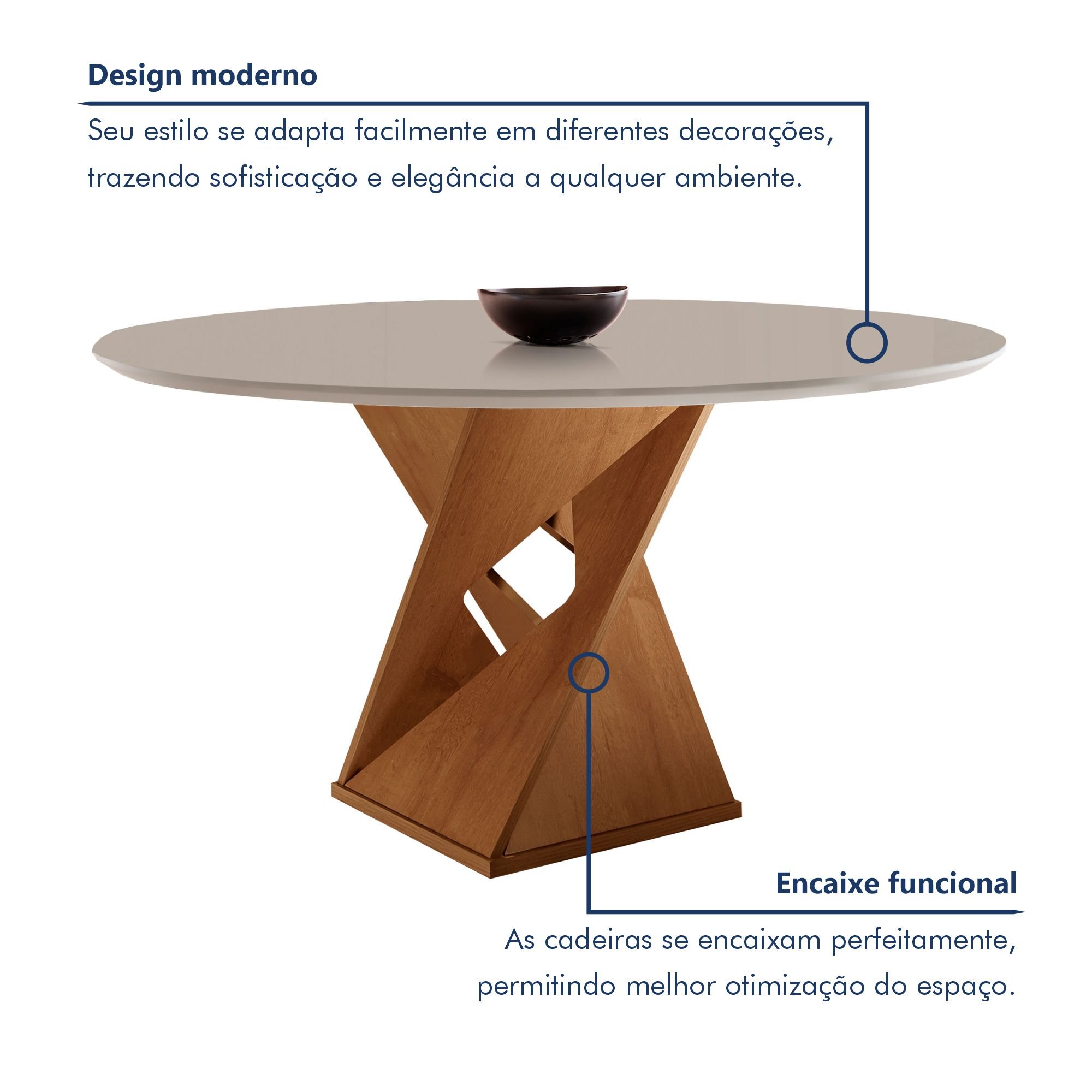 Conjunto Mesa Redonda com 4 Cadeiras Tampo MDF Barcelona Yescasa - 3