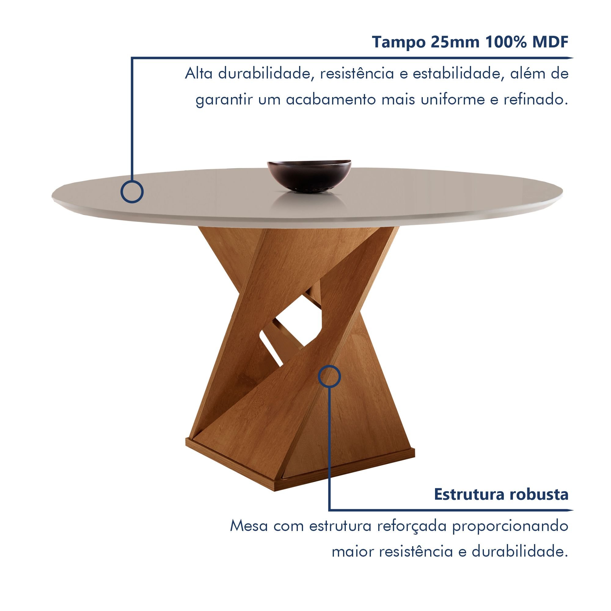 Conjunto Mesa Redonda com 4 Cadeiras Tampo MDF Barcelona Yescasa - 2