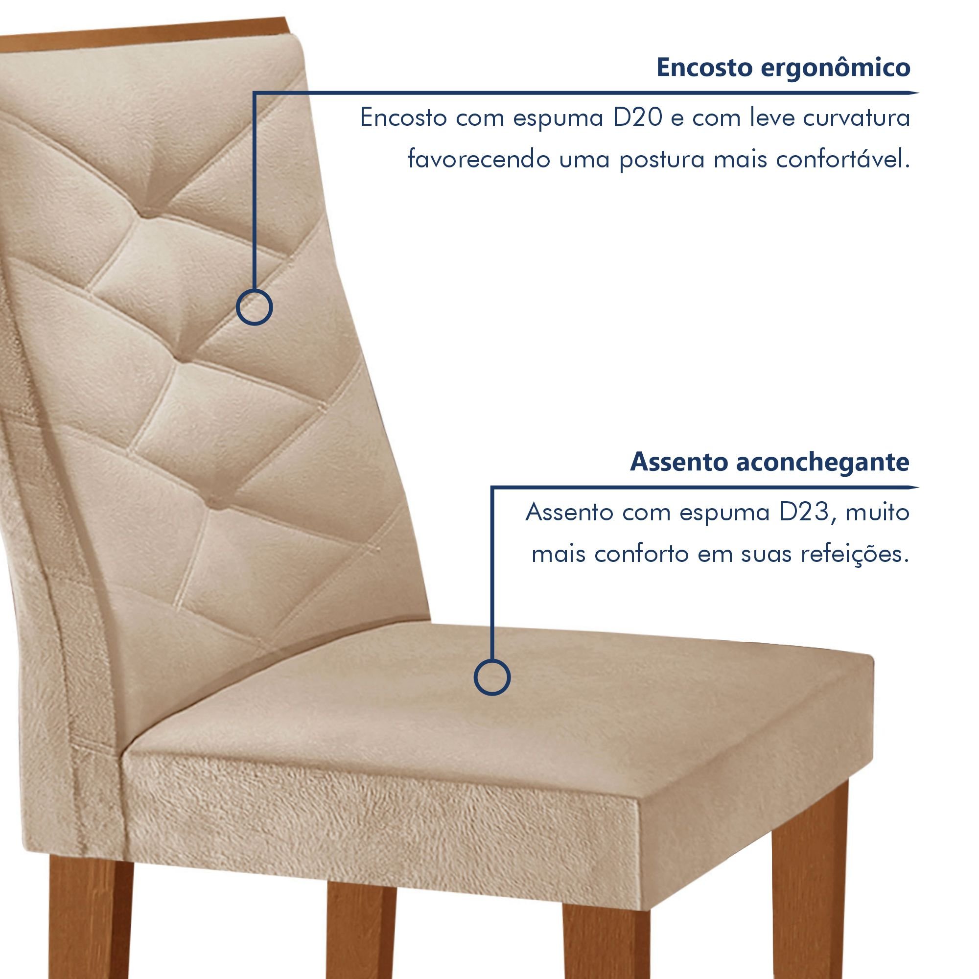 Conjunto Mesa Redonda com 4 Cadeiras Tampo MDF Barcelona Yescasa - 6