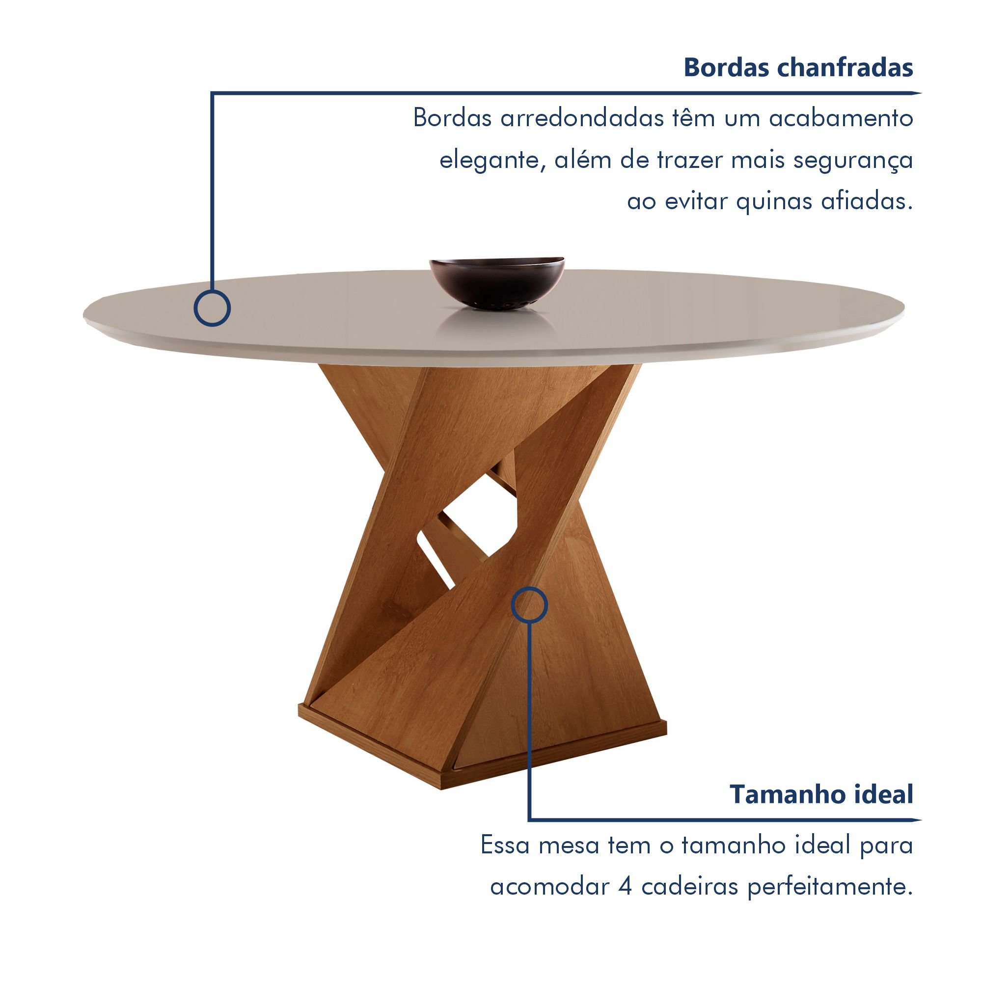 Conjunto Mesa Redonda com 4 Cadeiras Tampo MDF Barcelona Yescasa - 4