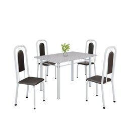 Conjunto de Mesa Tubular 120cm X 75cm Tampo Granito Ocre com 4 Cadeiras Lara - 2