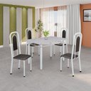 Ver imagem 1 de Conjunto de Mesa Tubular 120cm x 75cm Tampo Granito Ocre com 4 Cadeiras Lara Branco/Preto Liso