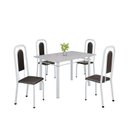Ver imagem 2 de Conjunto de Mesa Tubular 120cm x 75cm Tampo Granito Ocre com 4 Cadeiras Lara Branco/Preto Liso