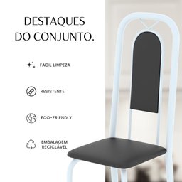 Conjunto de Mesa Tubular 120cm X 75cm Tampo Granito Ocre com 4 Cadeiras Lara - 5
