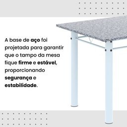 Conjunto de Mesa Tubular 120cm X 75cm Tampo Granito Ocre com 4 Cadeiras Lara - 11