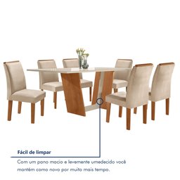 Conjunto Sala de Jantar Mesa Tampo Dakota Plus Vidro 160x80cm com 6 Cadeiras Luisa Yescasa  - 8