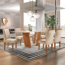 Ver imagem 1 de Conjunto Sala de Jantar Mesa Tampo Dakota Plus Vidro 160x80cm com 6 Cadeiras Luisa Yescasa