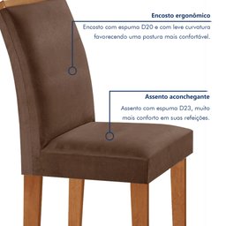 Conjunto Sala de Jantar Mesa Tampo Dakota Plus 160x80cm com 6 Cadeiras Luisa Yescasa  - 6