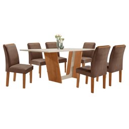 Conjunto Sala de Jantar Mesa Tampo Dakota Plus 160x80cm com 6 Cadeiras Luisa Yescasa  - 14