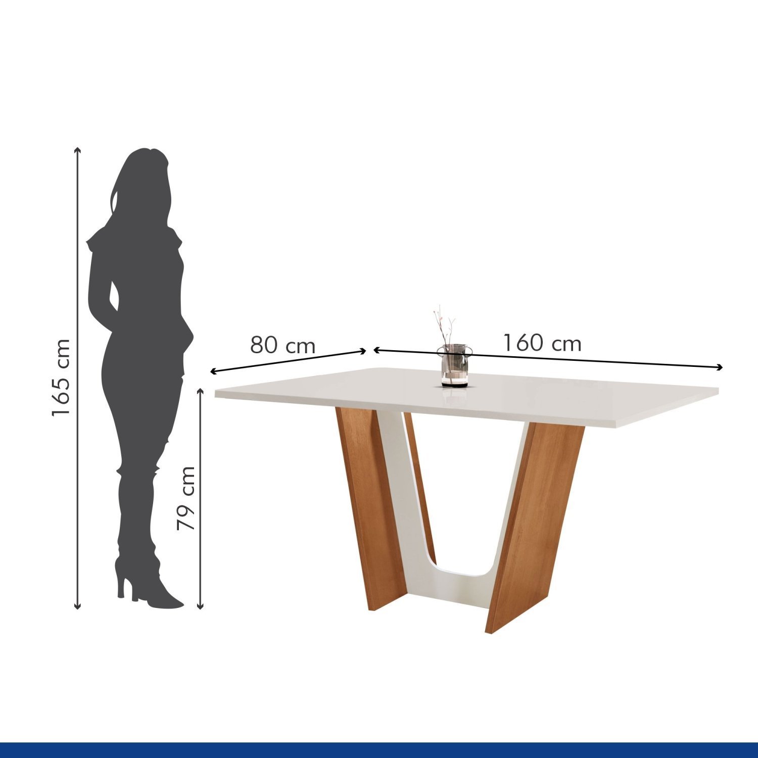 Conjunto Sala de Jantar Mesa Tampo Dakota Plus 160x80cm com 6 Cadeiras Luisa Yescasa  - 3