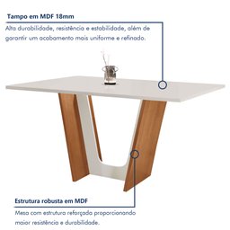 Conjunto Sala de Jantar Mesa Tampo Dakota Plus 160x80cm com 6 Cadeiras Luisa Yescasa  - 2