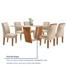 Conjunto Sala de Jantar Mesa Tampo Dakota Plus 160x80cm com 6 Cadeiras Luisa Yescasa  - 8
